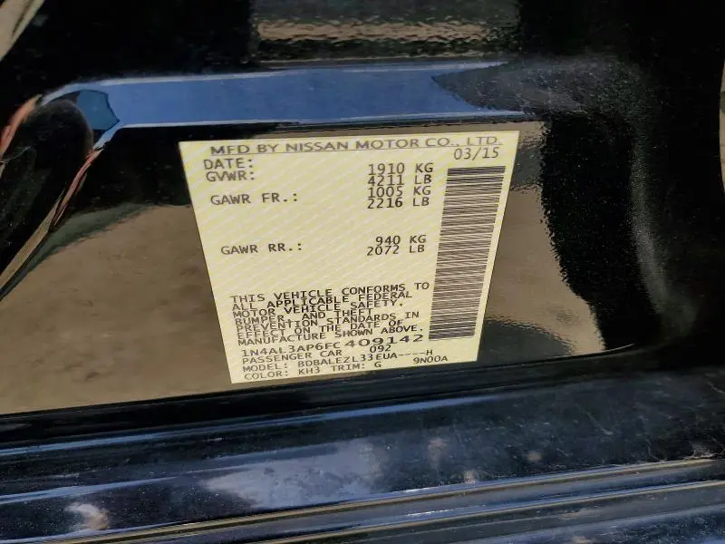 2015 NISSAN ALTIMA 2.5 S  
