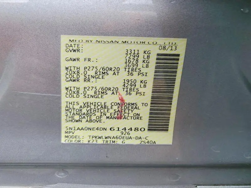 2013 NISSAN ARMADA PLATINUM  