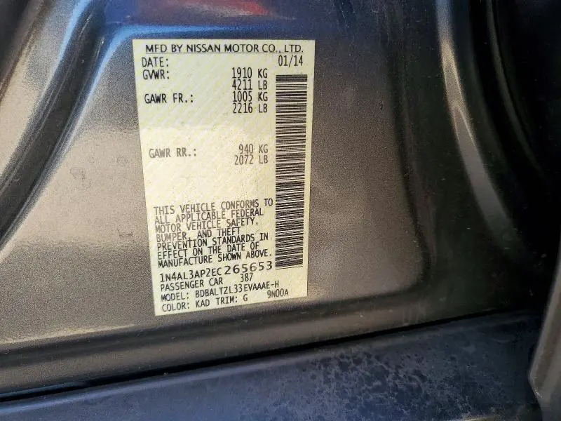 2014 NISSAN ALTIMA 2.5 SV  
