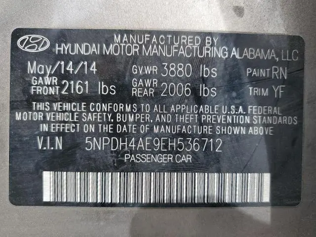 2014 HYUNDAI ELANTRA SE  