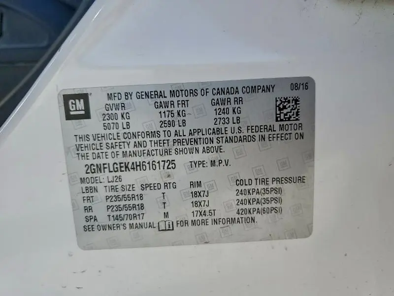 2017 CHEVROLET EQUINOX PREMIER  