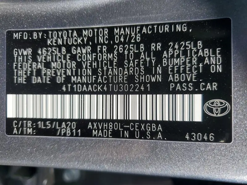 2026 TOYOTA CAMRY XLE  