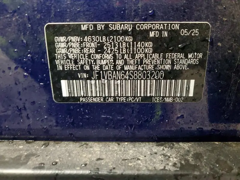 2025 SUBARU WRX LIMITED  