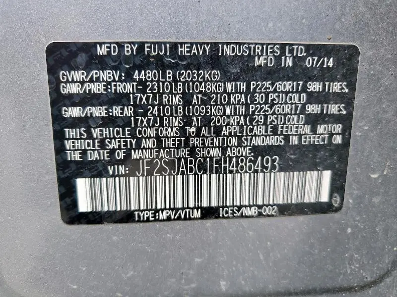 2015 SUBARU FORESTER 2.5I  