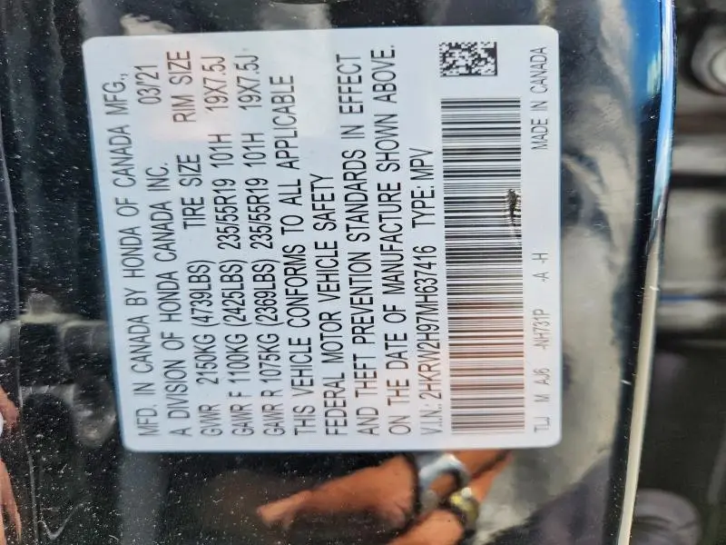 2021 HONDA CR-V TOURING  