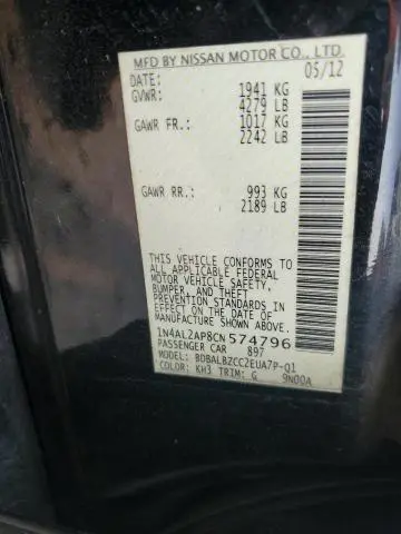 2012 NISSAN ALTIMA BASE