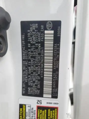 2022 TOYOTA CAMRY NIGHT SHADE  