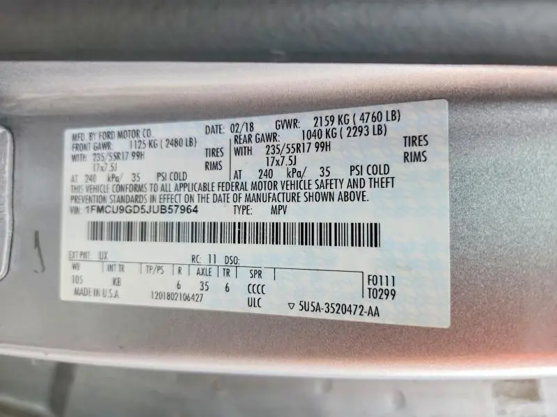 2018 FORD ESCAPE SE  