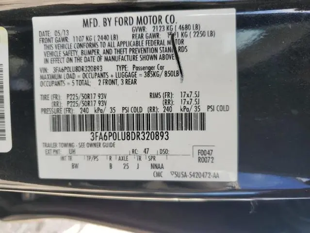 2013 FORD FUSION SE HYBRID  