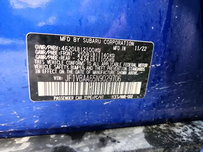 2022 SUBARU WRX   
