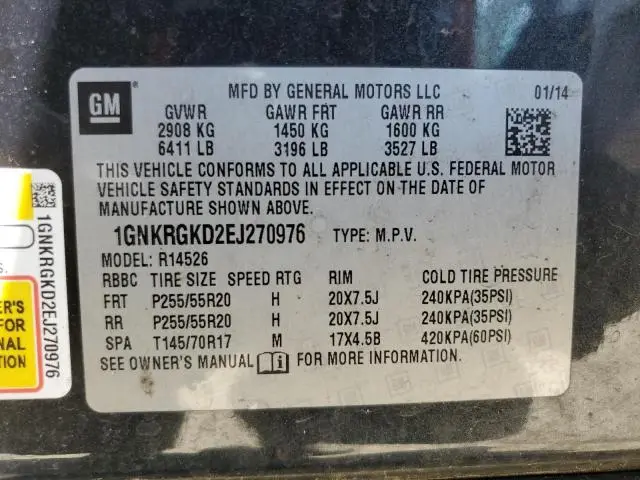 2014 CHEVROLET TRAVERSE LT  