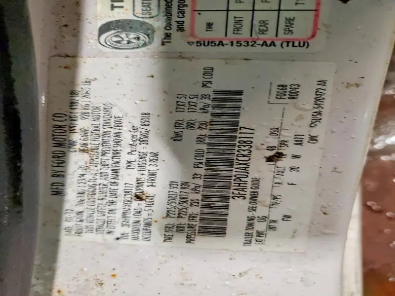 2012 FORD FUSION SEL  