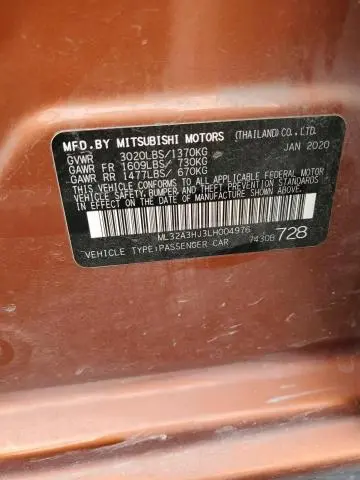 2020 MITSUBISHI MIRAGE ES  