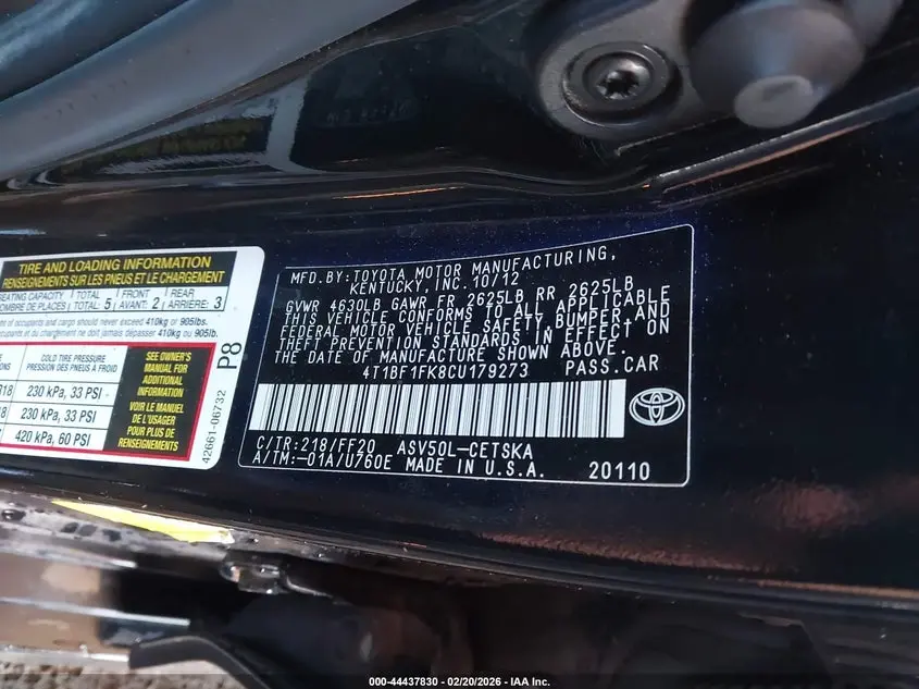 2012 TOYOTA CAMRY SE LIMITED EDITION