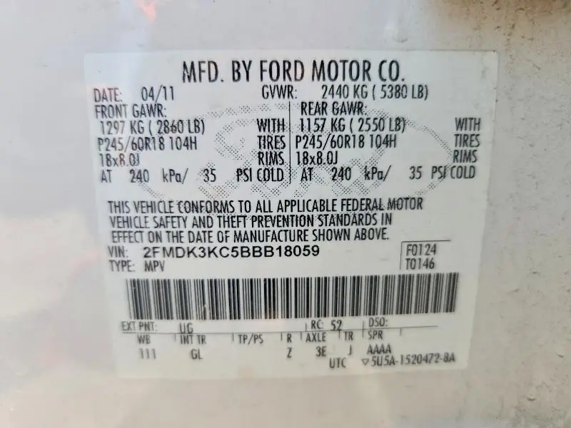 2011 FORD EDGE LIMITED  