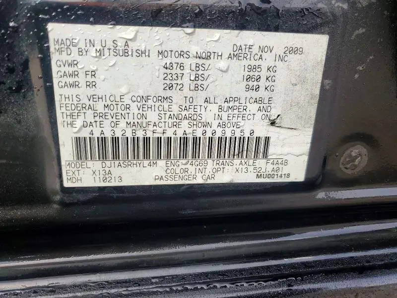 2010 MITSUBISHI GALANT ES  