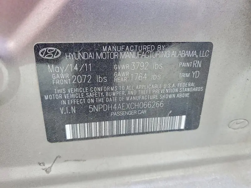 2012 HYUNDAI ELANTRA GLS  