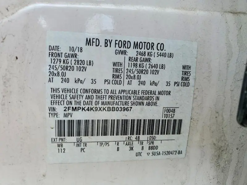 2019 FORD EDGE TITANIUM  