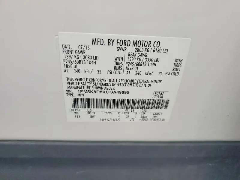 2016 FORD EXPLORER XLT  