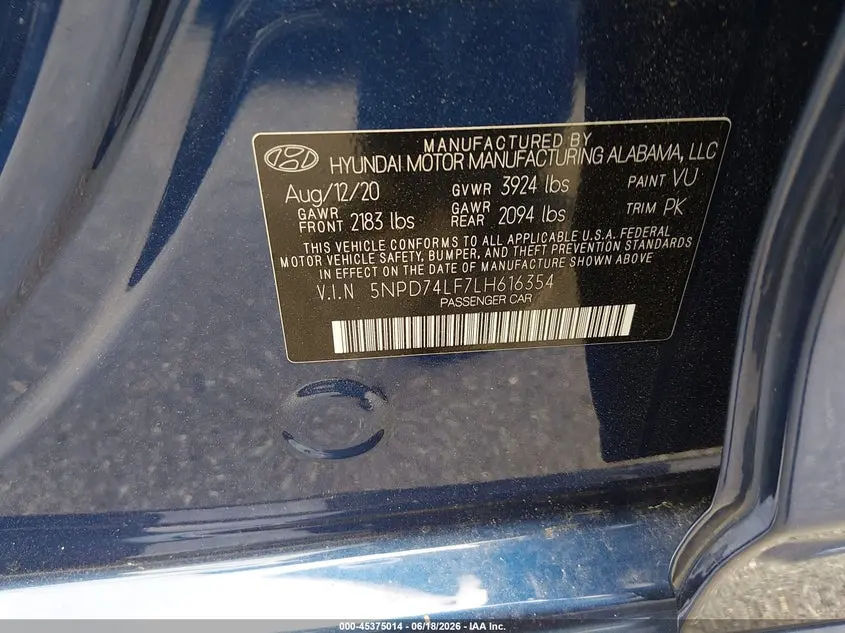 2020 HYUNDAI ELANTRA SE