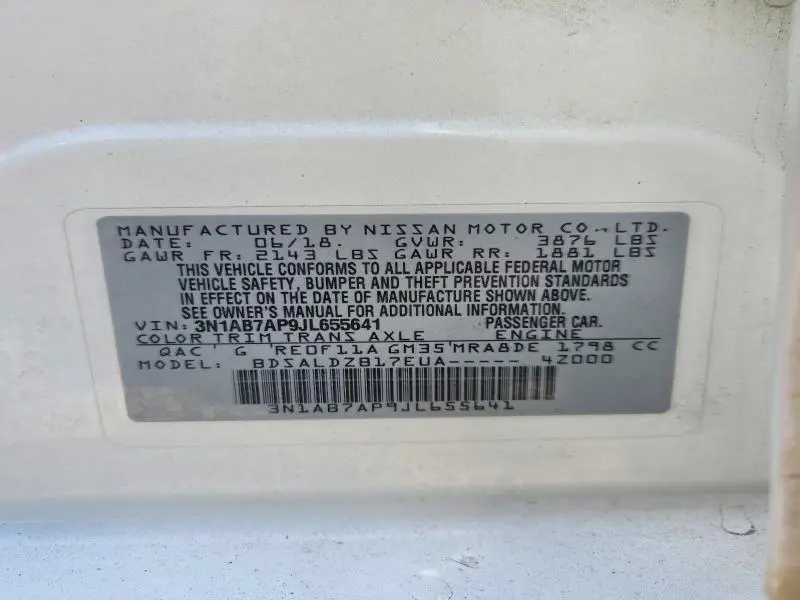2018 NISSAN SENTRA SV  