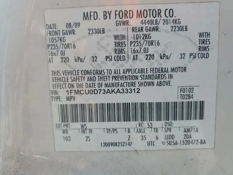 2010 FORD ESCAPE XLT  