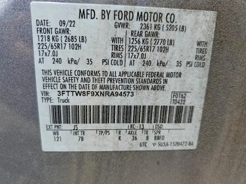 2022 FORD MAVERICK XL  
