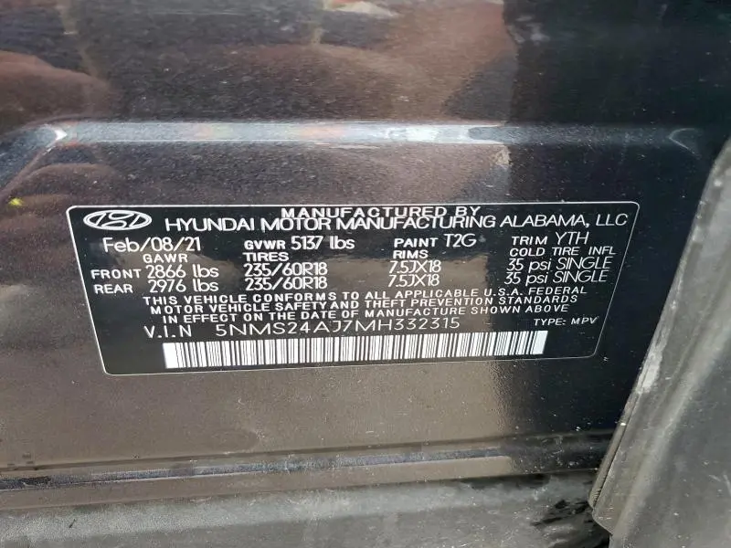 2021 HYUNDAI SANTA FE SEL  