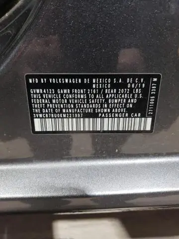2019 VOLKSWAGEN JETTA S  