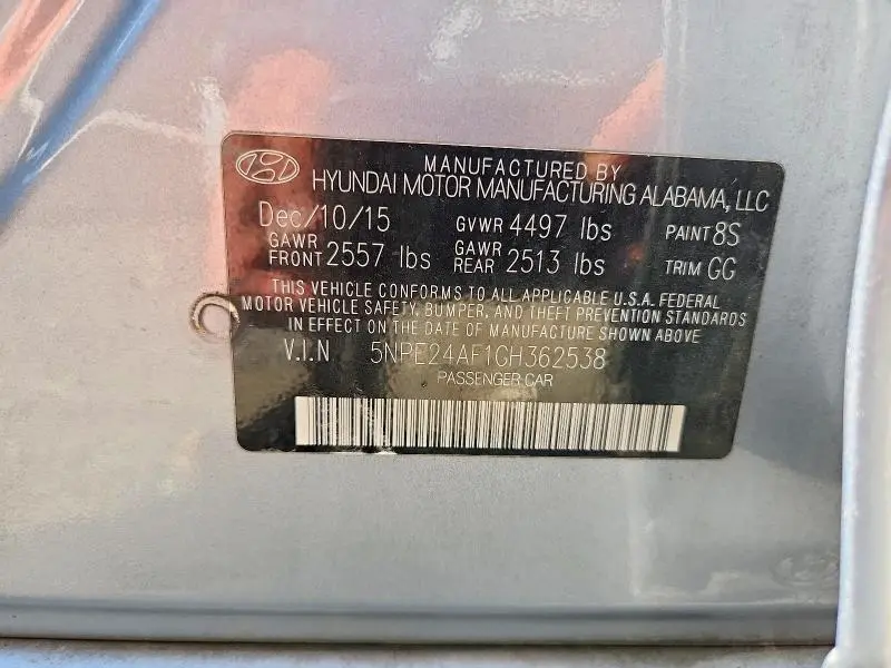 2016 HYUNDAI SONATA SE  