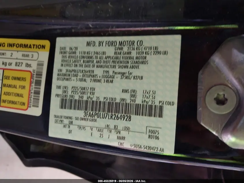 2020 FORD FUSION HYBRID SE