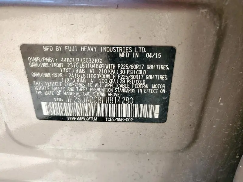 2015 SUBARU FORESTER 2.5I PREMIUM  