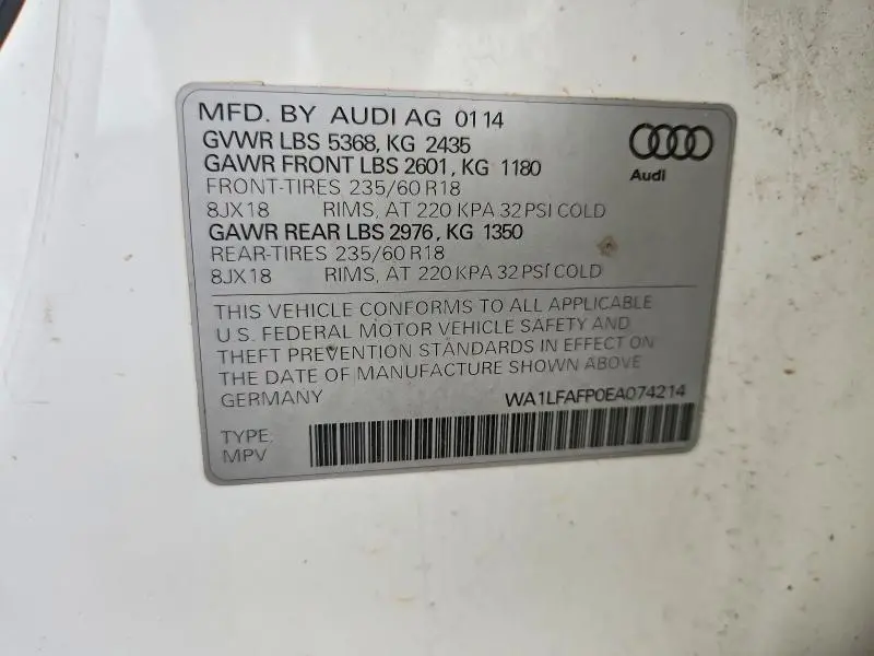 2014 AUDI Q5 PREMIUM PLUS  