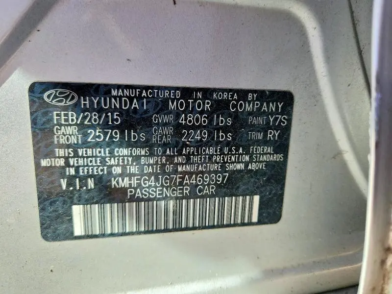 2015 HYUNDAI AZERA BASE  