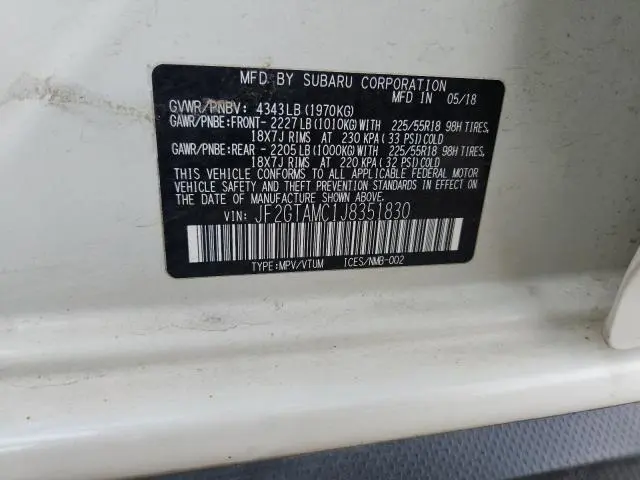 2018 SUBARU CROSSTREK LIMITED  