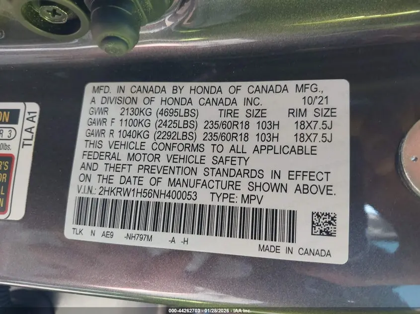 2022 HONDA CR-V 2WD EX