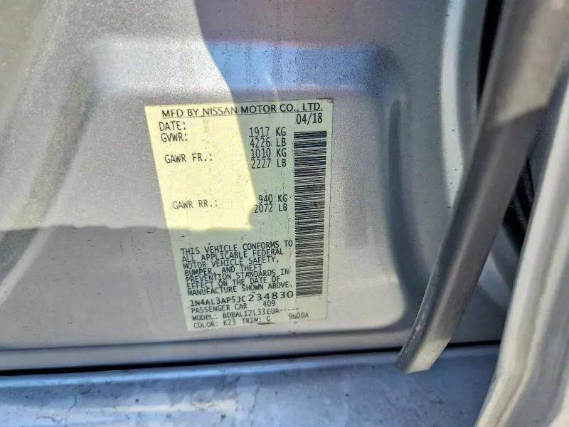 2018 NISSAN ALTIMA 2.5 SV  