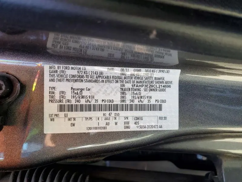 2012 FORD FOCUS S  