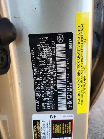 2011 TOYOTA CAMRY BASE  