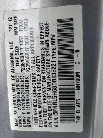 2013 HONDA ODYSSEY EXL
