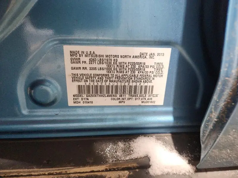 2013 MITSUBISHI OUTLANDER SPORT SE  