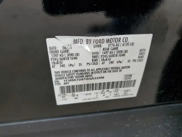 2016 FORD EXPLORER XLT  