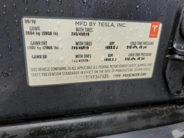 2019 TESLA MODEL S   