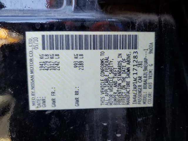 2010 NISSAN ALTIMA BASE  