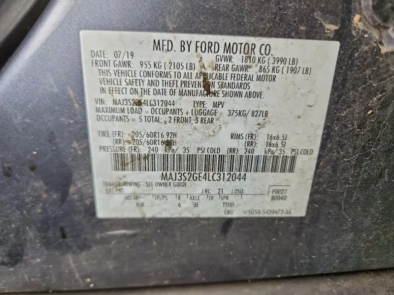 2020 FORD ECOSPORT SE  