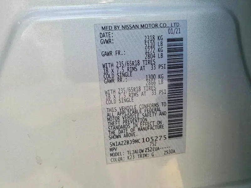 2021 NISSAN MURANO SV  
