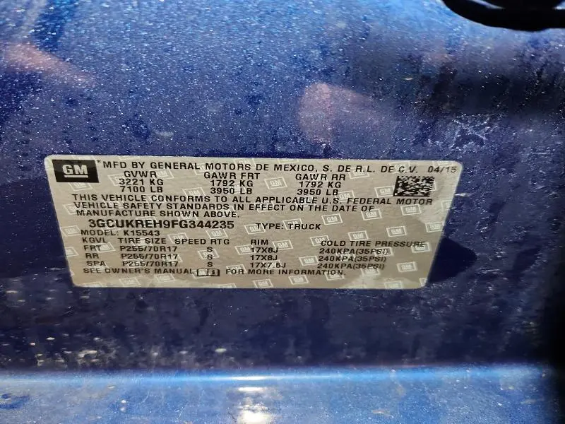 2015 CHEVROLET SILVERADO K1500 LT  