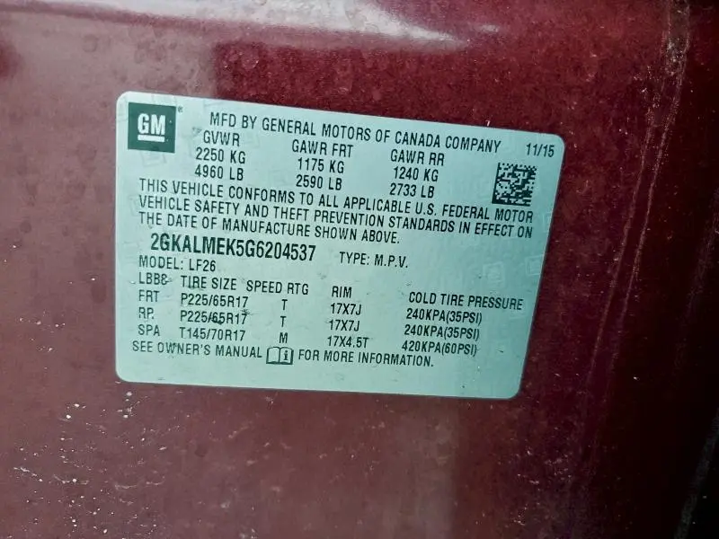 2016 GMC TERRAIN SLE  