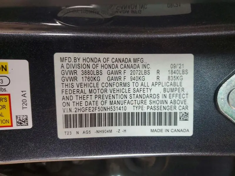 2022 HONDA CIVIC SPORT  