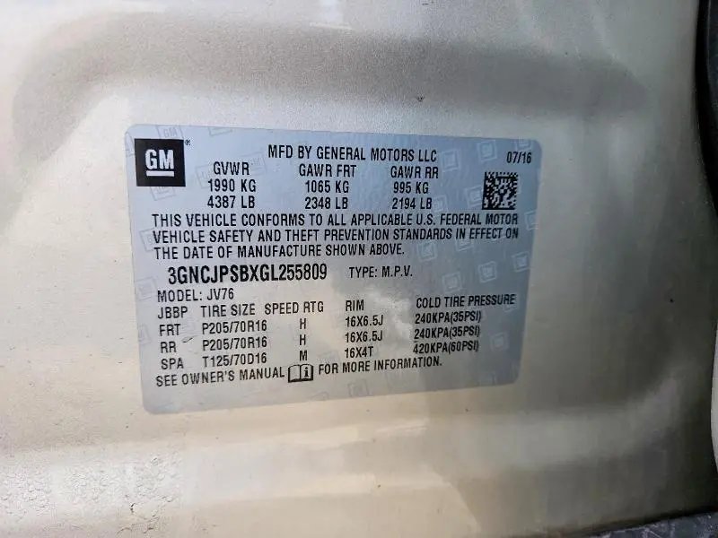 2016 CHEVROLET TRAX 1LT  